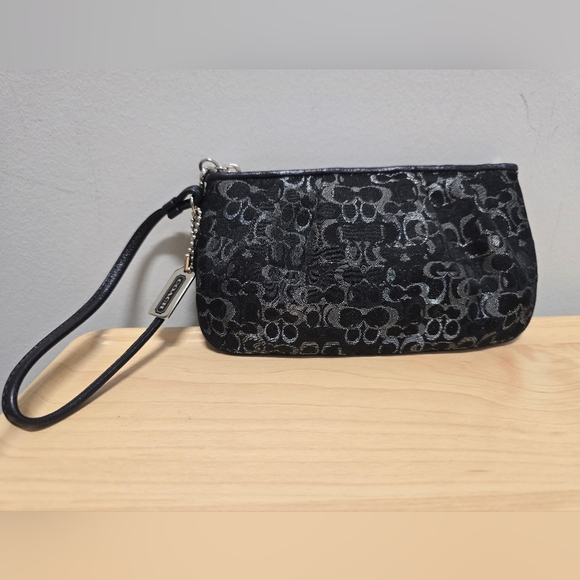 COACH Lurex Black Gray Silver Wristlet - Picture 13 of 13